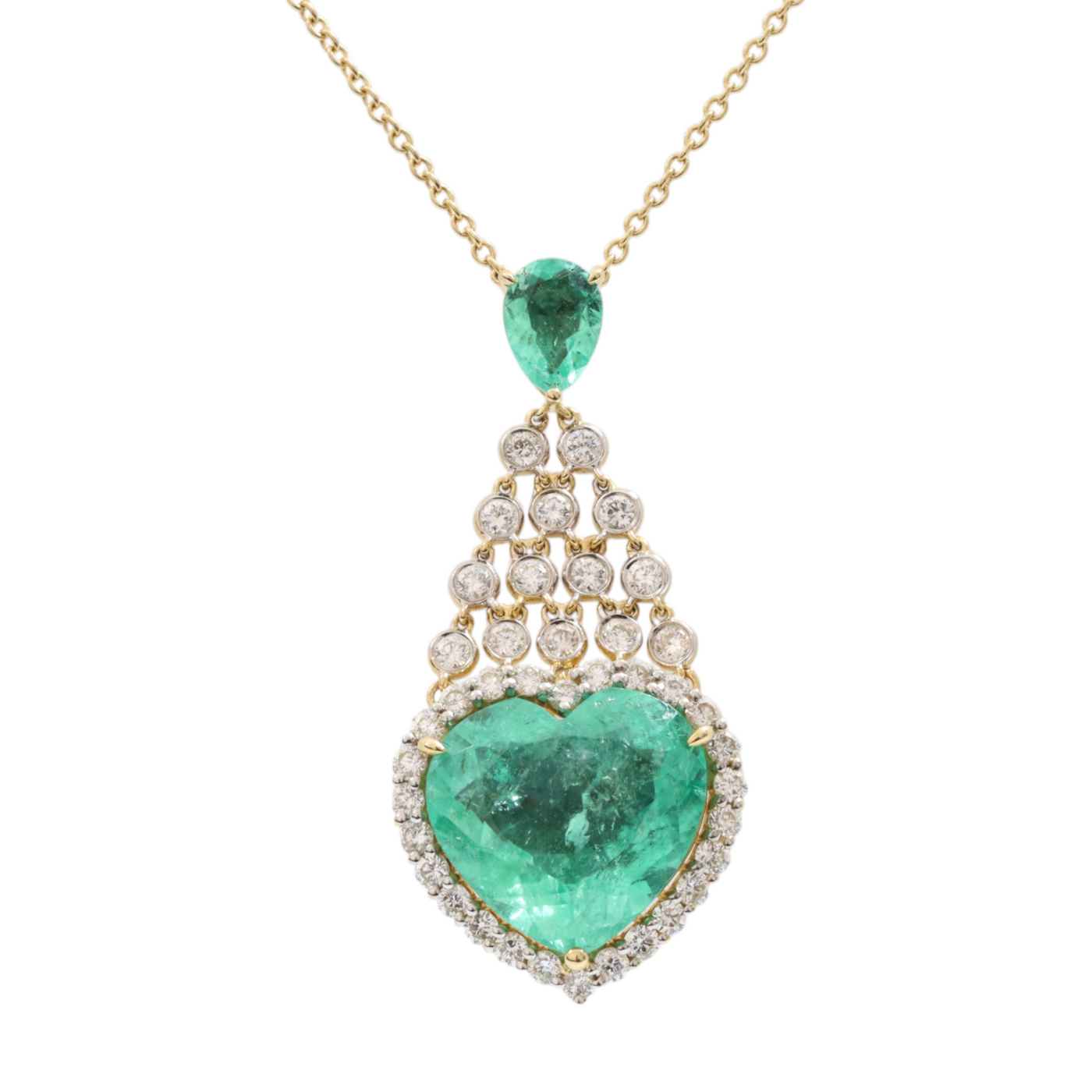 Emerald and diamond pendant and necklace