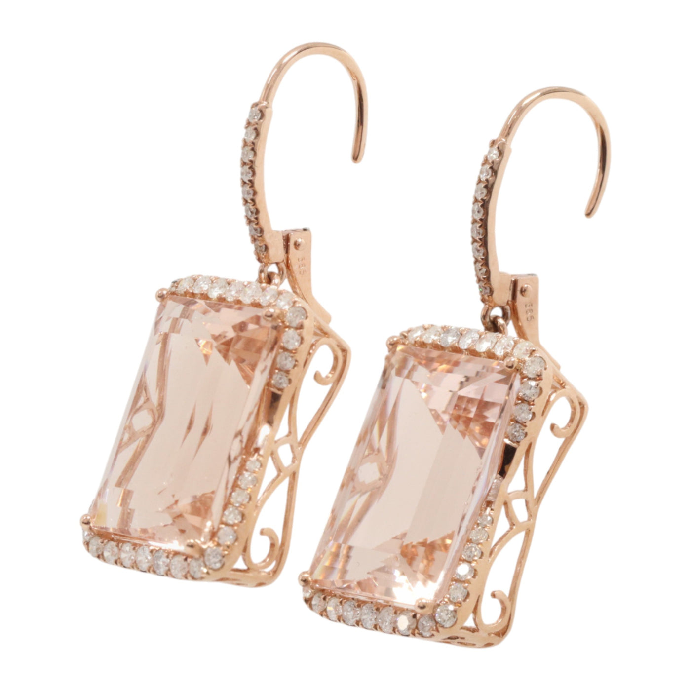 Morganite and diamond drop earrings