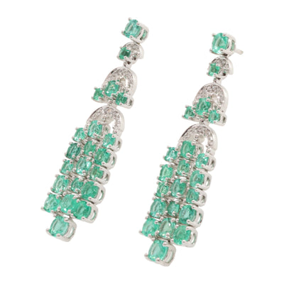 Round Emerald Drop Earrings