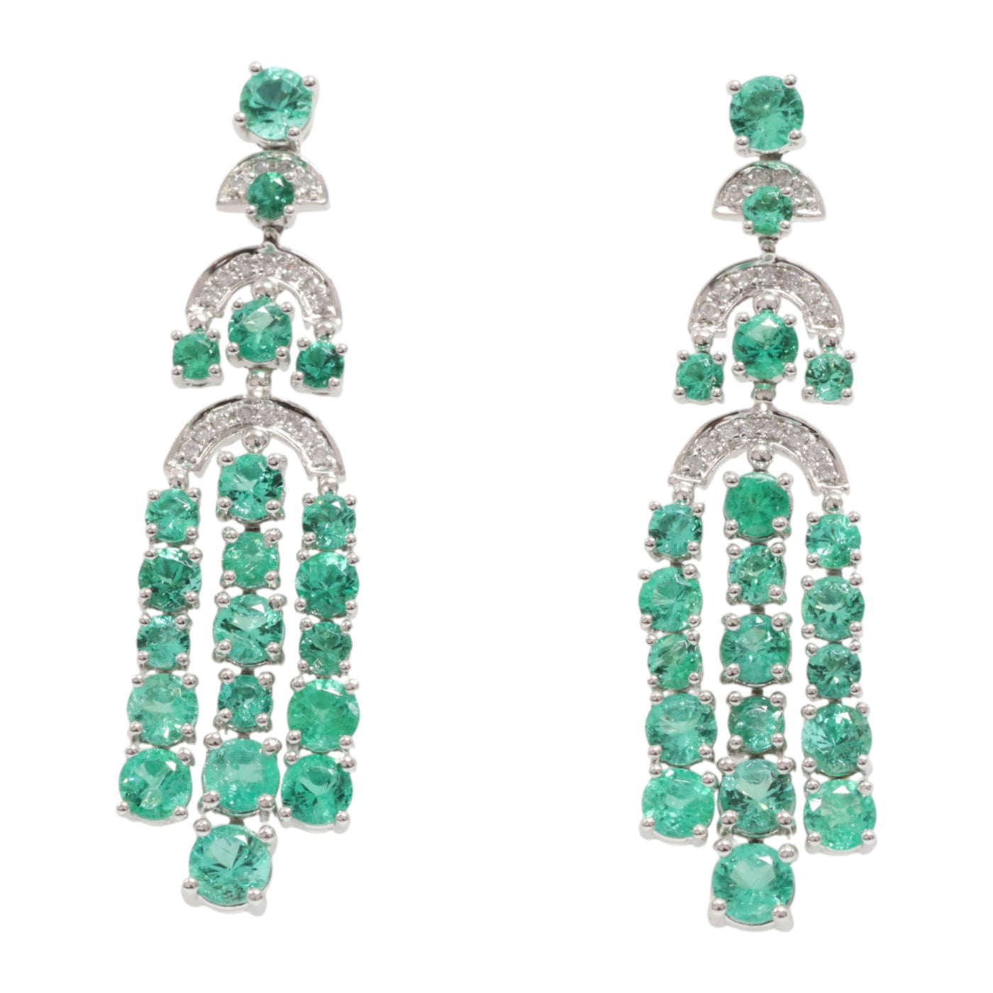 Round Emerald Drop Earrings