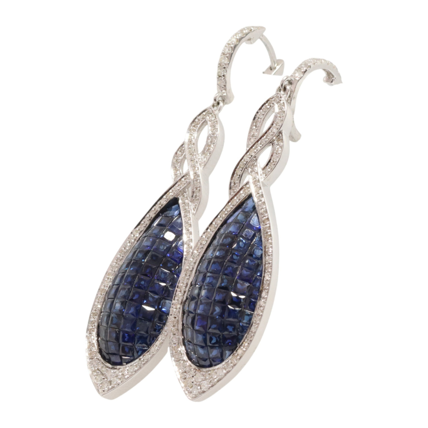 French Cut Blue Sapphire Earrings