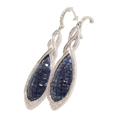 French Cut Blue Sapphire Earrings
