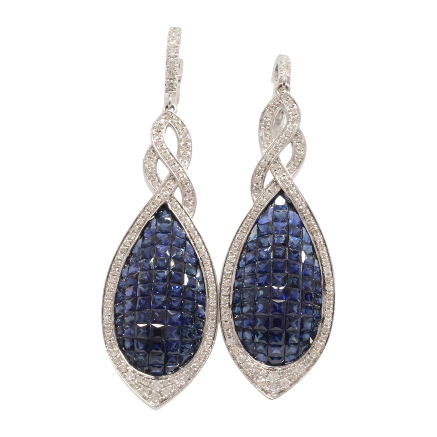 French Cut Blue Sapphire Earrings