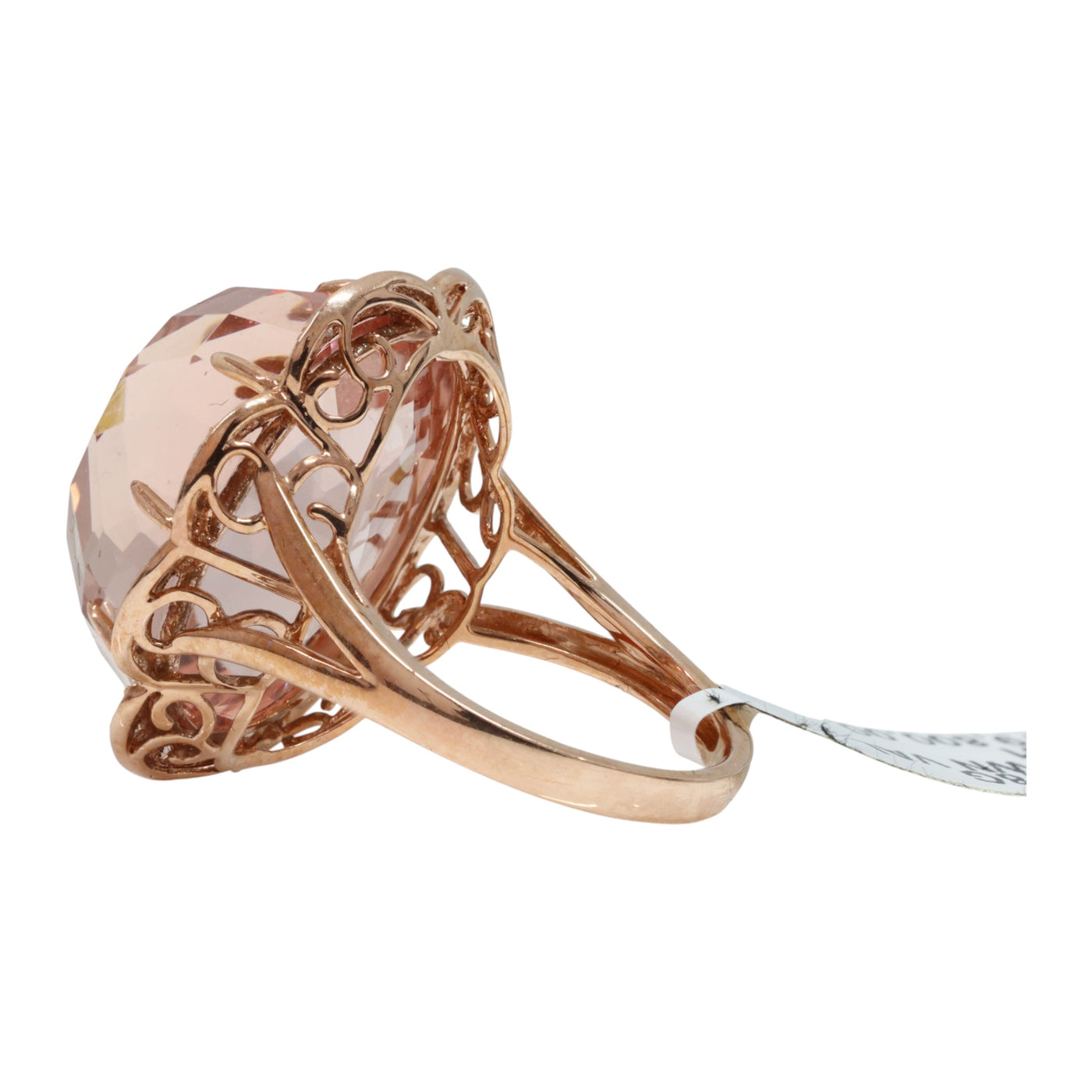 14ct rose old Morganite and diamond dress ring