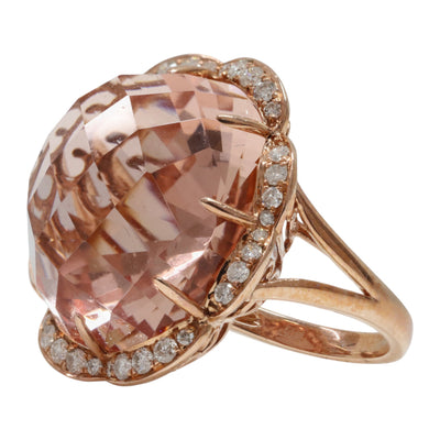 14ct rose old Morganite and diamond dress ring