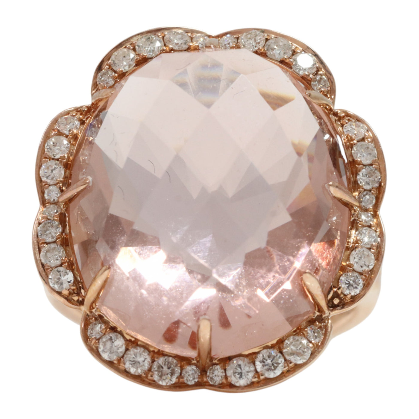 14ct rose old Morganite and diamond dress ring