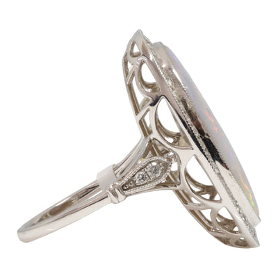 ETHIOPIAN OPAL AND DIAMOND DRESS RING