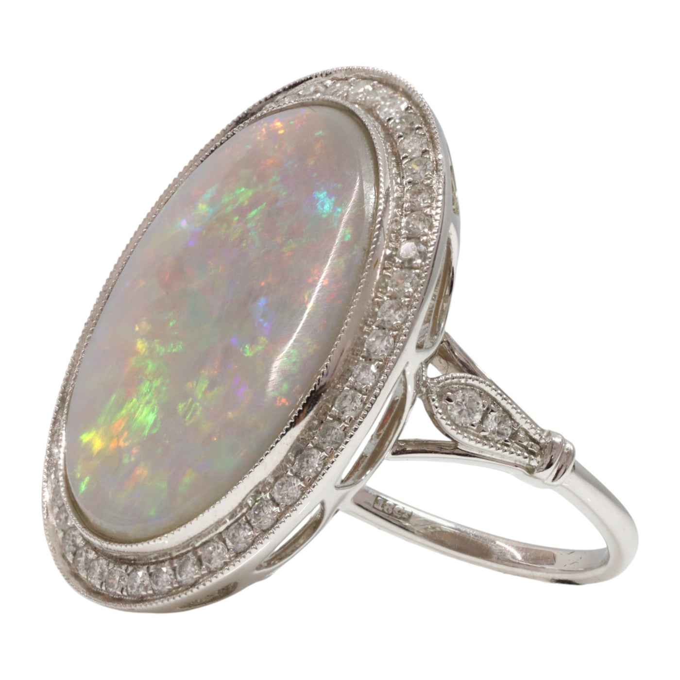 ETHIOPIAN OPAL AND DIAMOND DRESS RING