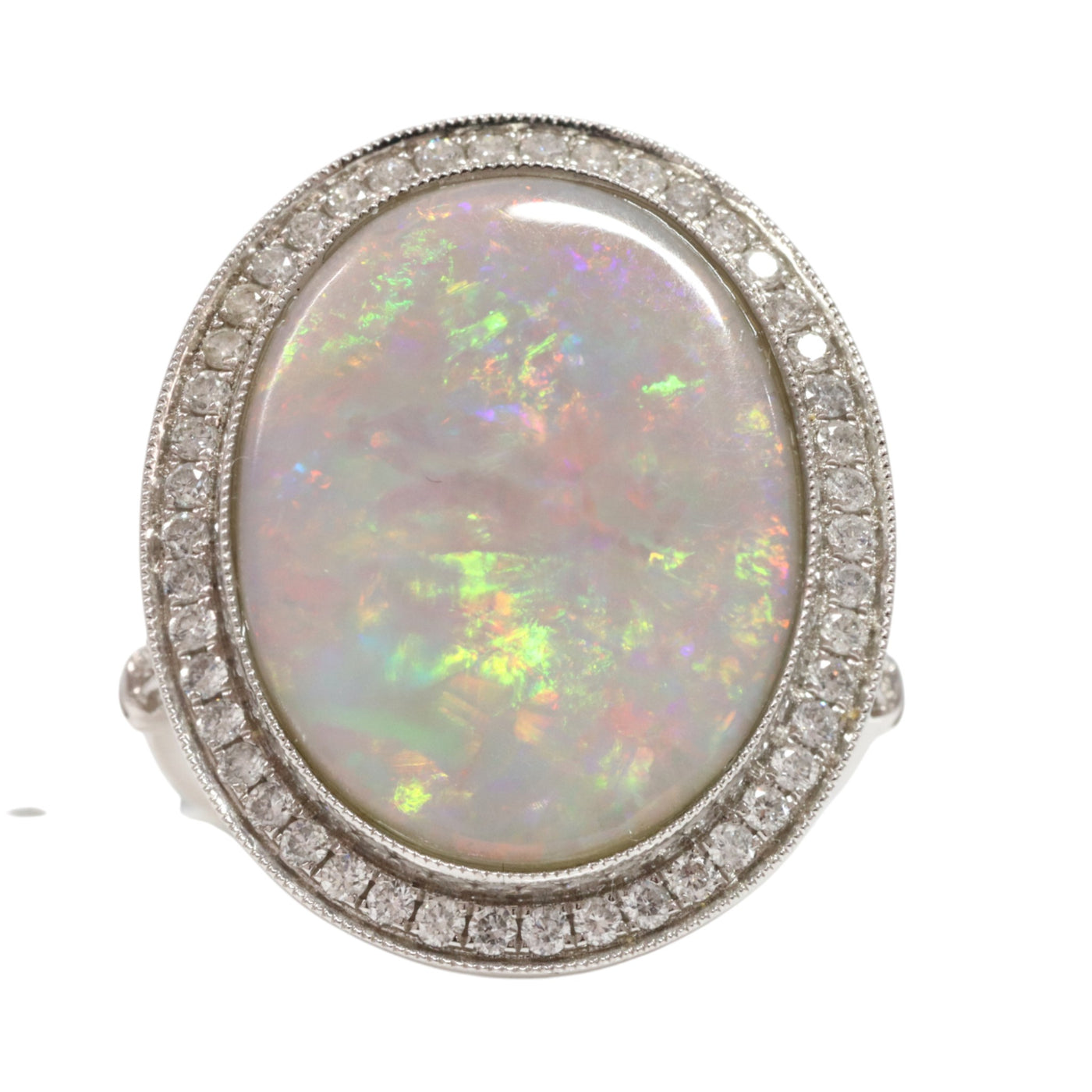 ETHIOPIAN OPAL AND DIAMOND DRESS RING