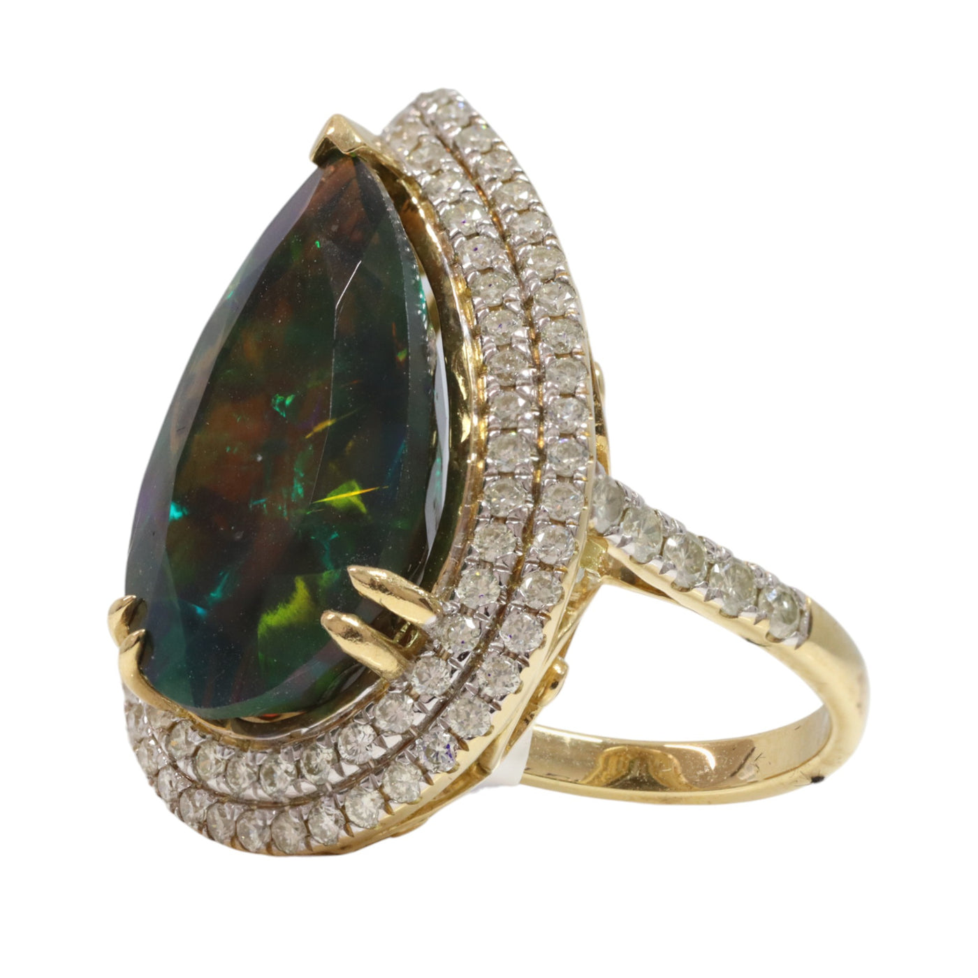18ct yellow gold Ethiopian opal and diamond dress