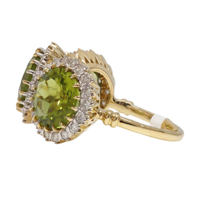 18ct yellow gold peridot and diamond dress ring