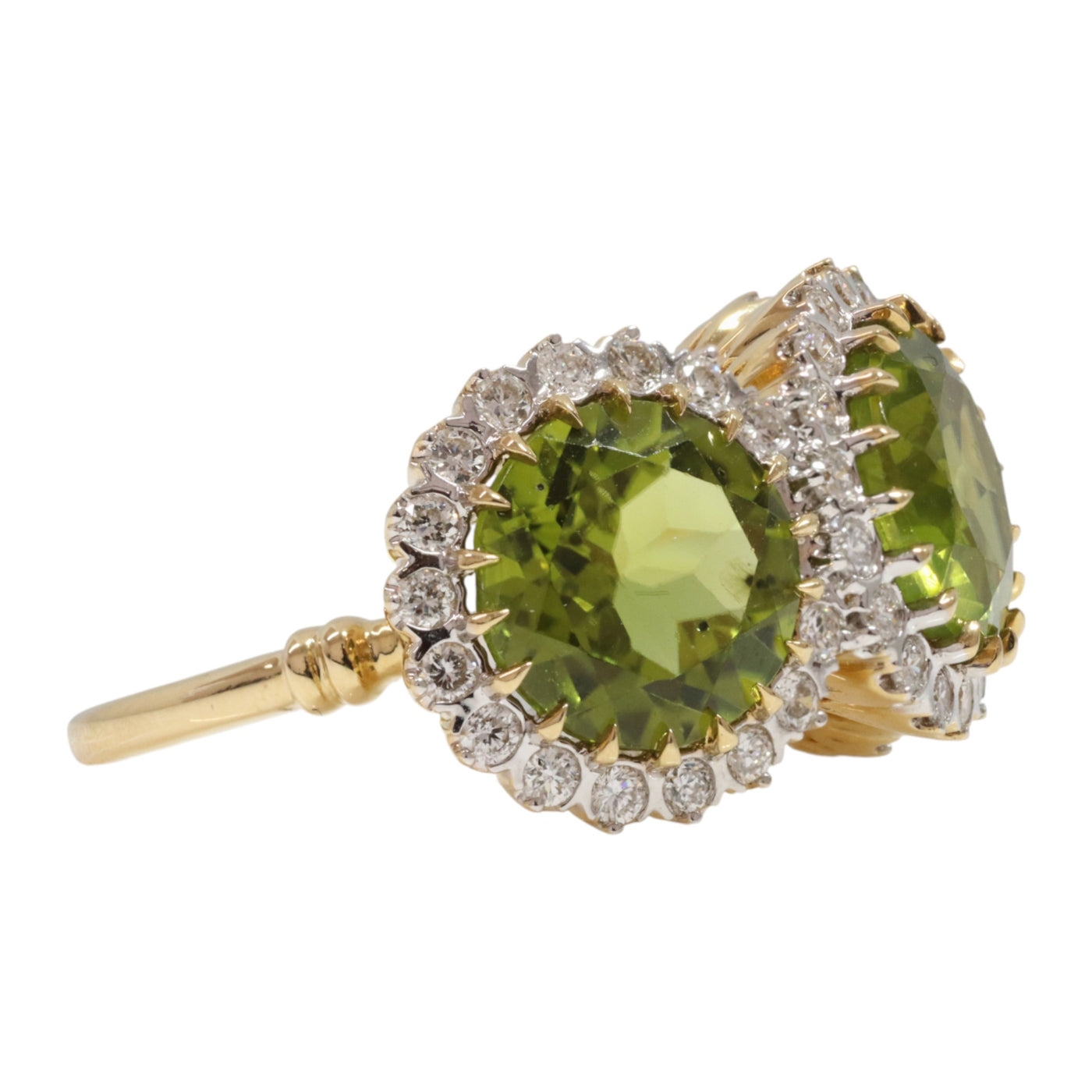 18ct yellow gold peridot and diamond dress ring