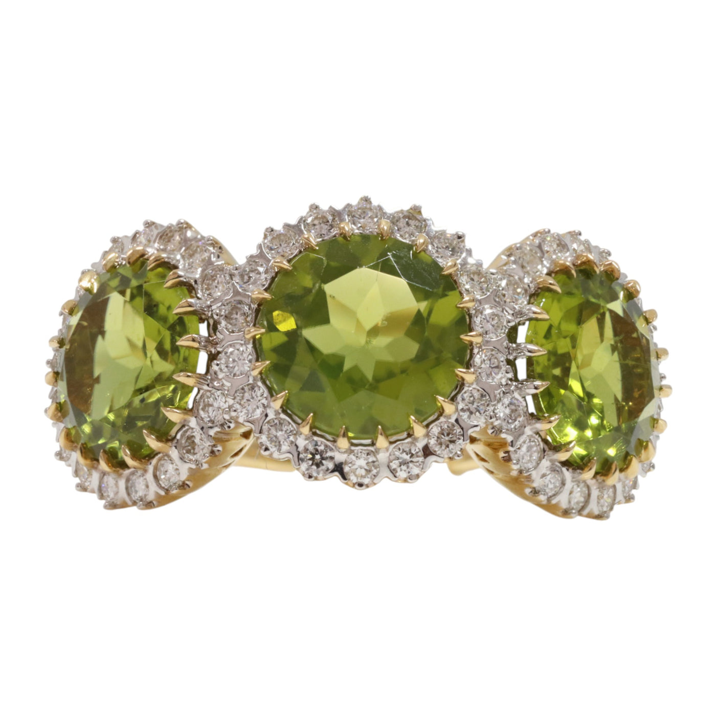 18ct yellow gold peridot and diamond dress ring