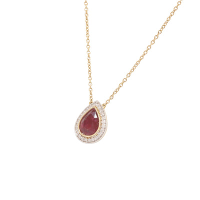 18ct yellow gold ruby and diamond necklace