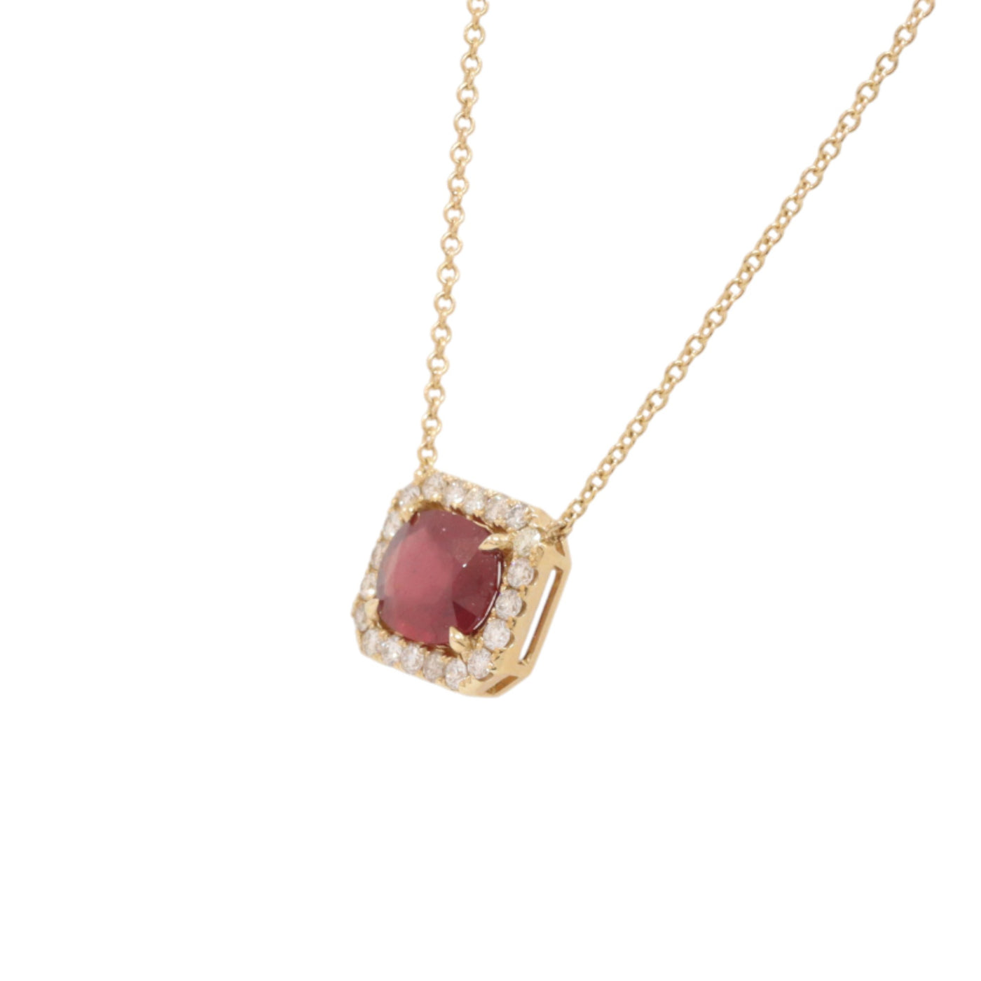14ct yellow gold ruby and diamond necklace