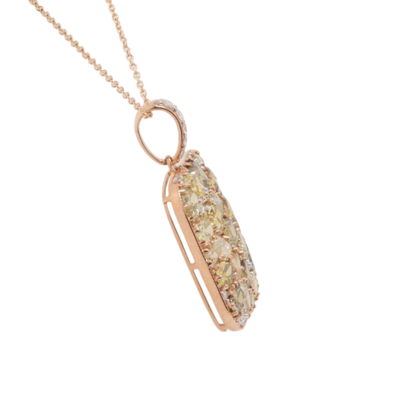 14ct rose gold multi fancy colour diamond pendant