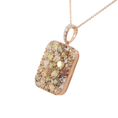 14ct rose gold multi fancy colour diamond pendant