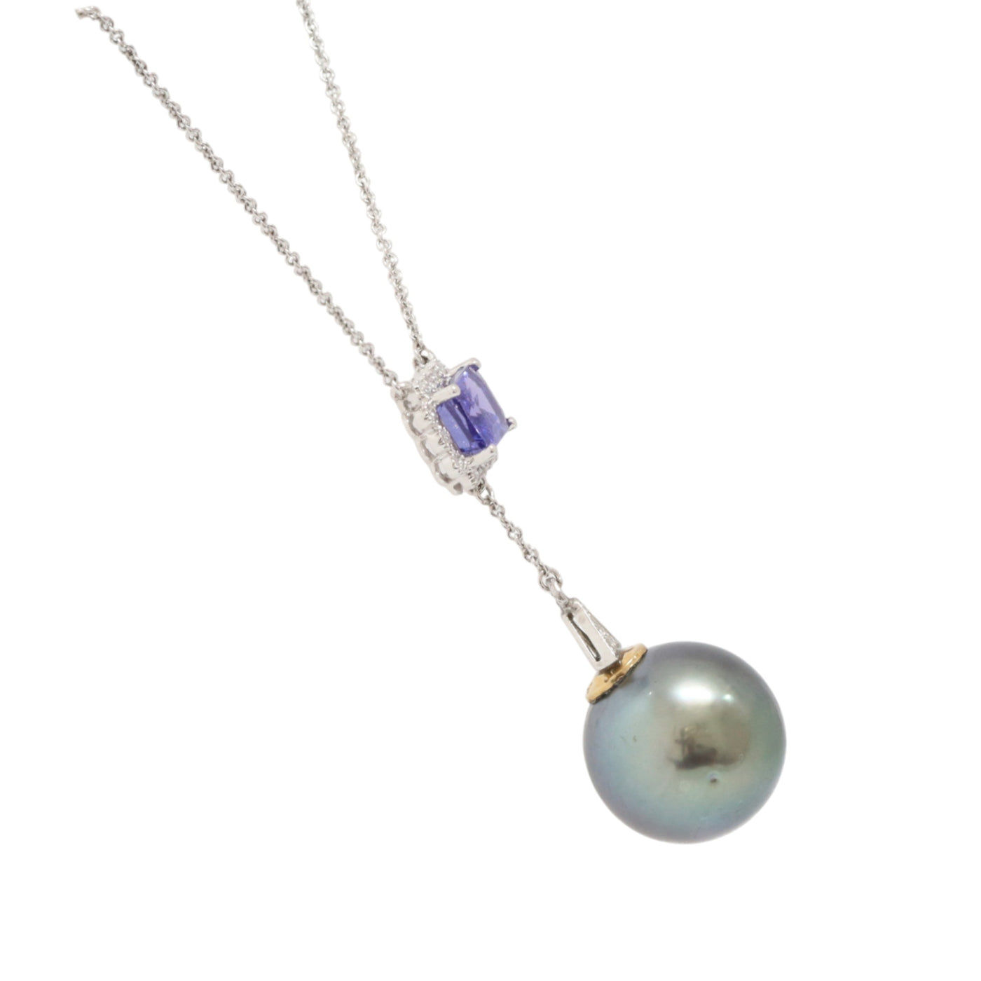 TANZANITE, TAHITIAN PEARL, DIAMOND PENDANT