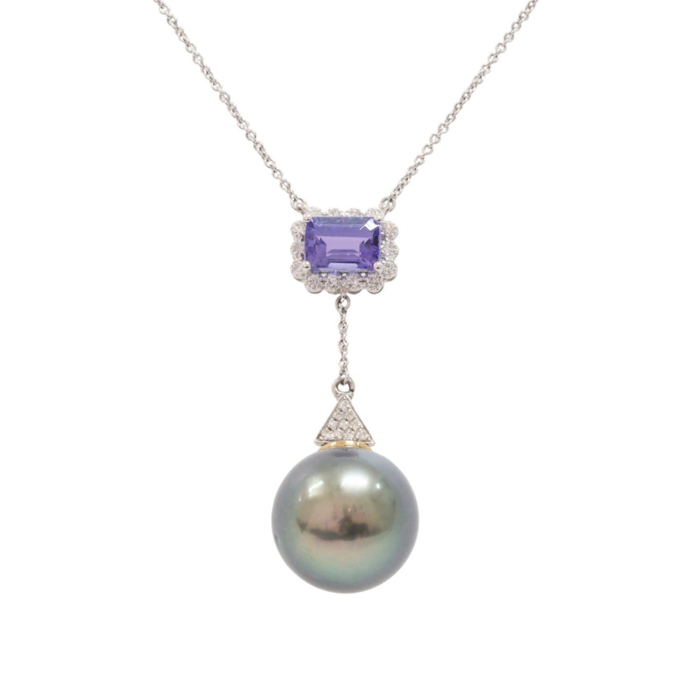 TANZANITE, TAHITIAN PEARL, DIAMOND PENDANT