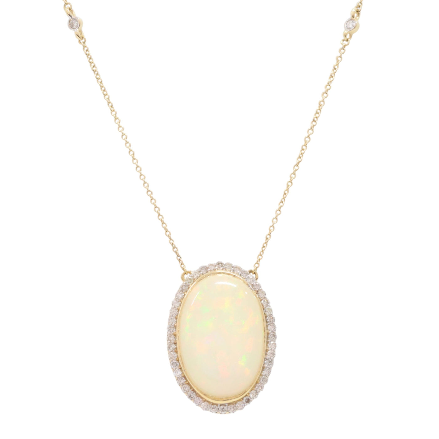 18ct yellow gold oval opal pendant