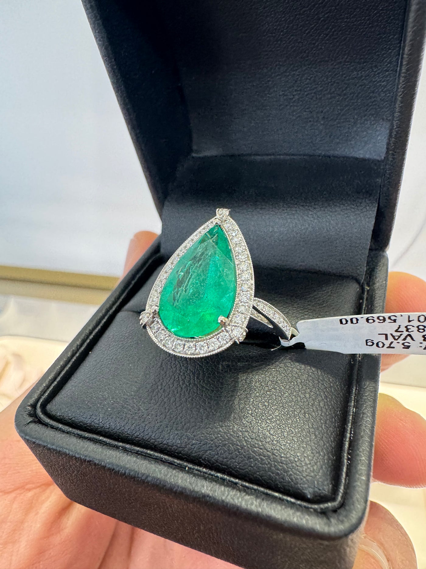 Colombian Pear Emerald and Diamond Ring