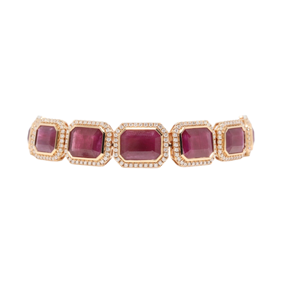 18ct rose gold ruby and diamond bracelet