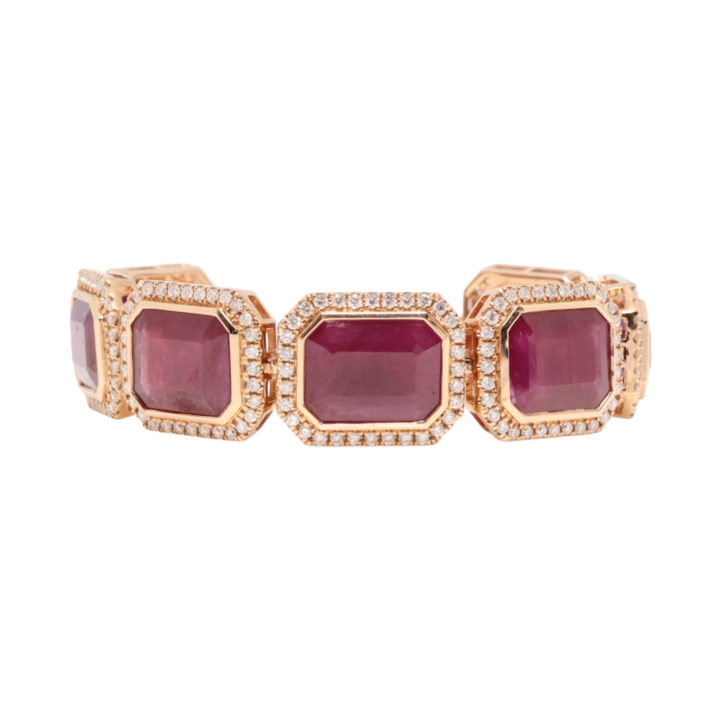 18ct rose gold ruby and diamond bracelet