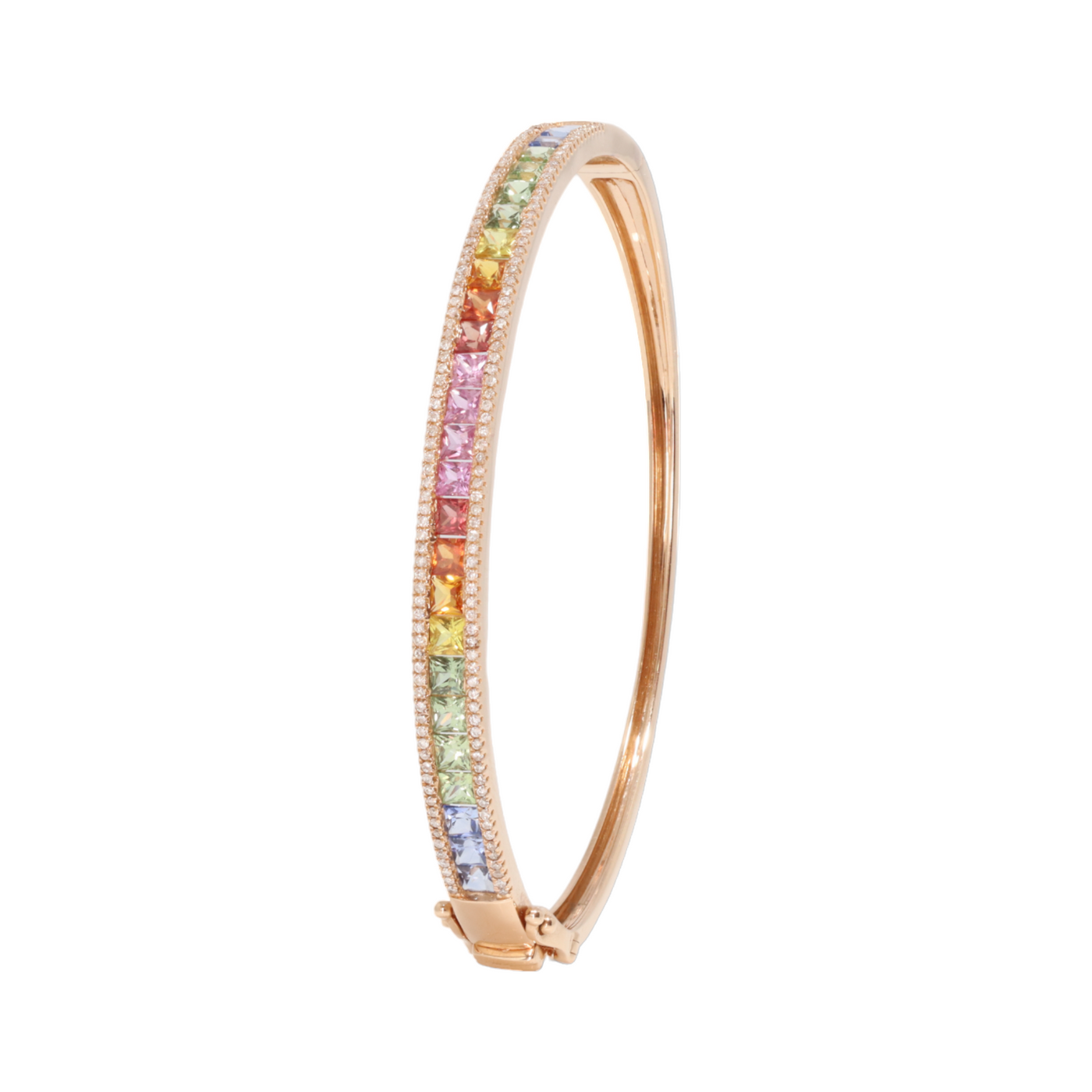 Rainbow Sapphire and Diamond Bangle