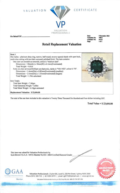 Zambian Emerald and diamond ring