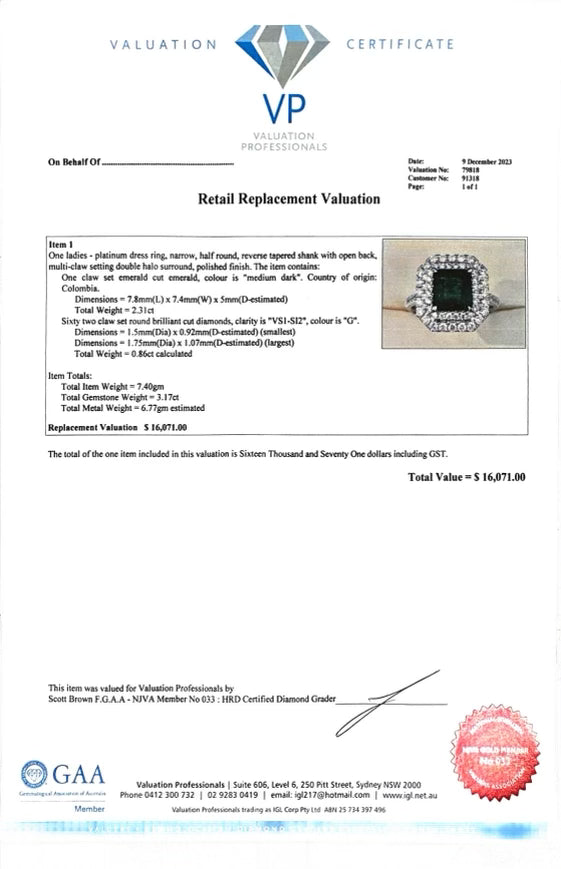 Zambian Emerald and Diamond ring