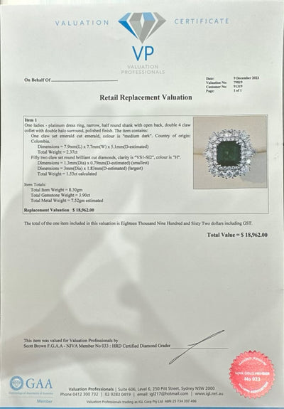 Zambian emerald and diamond ring