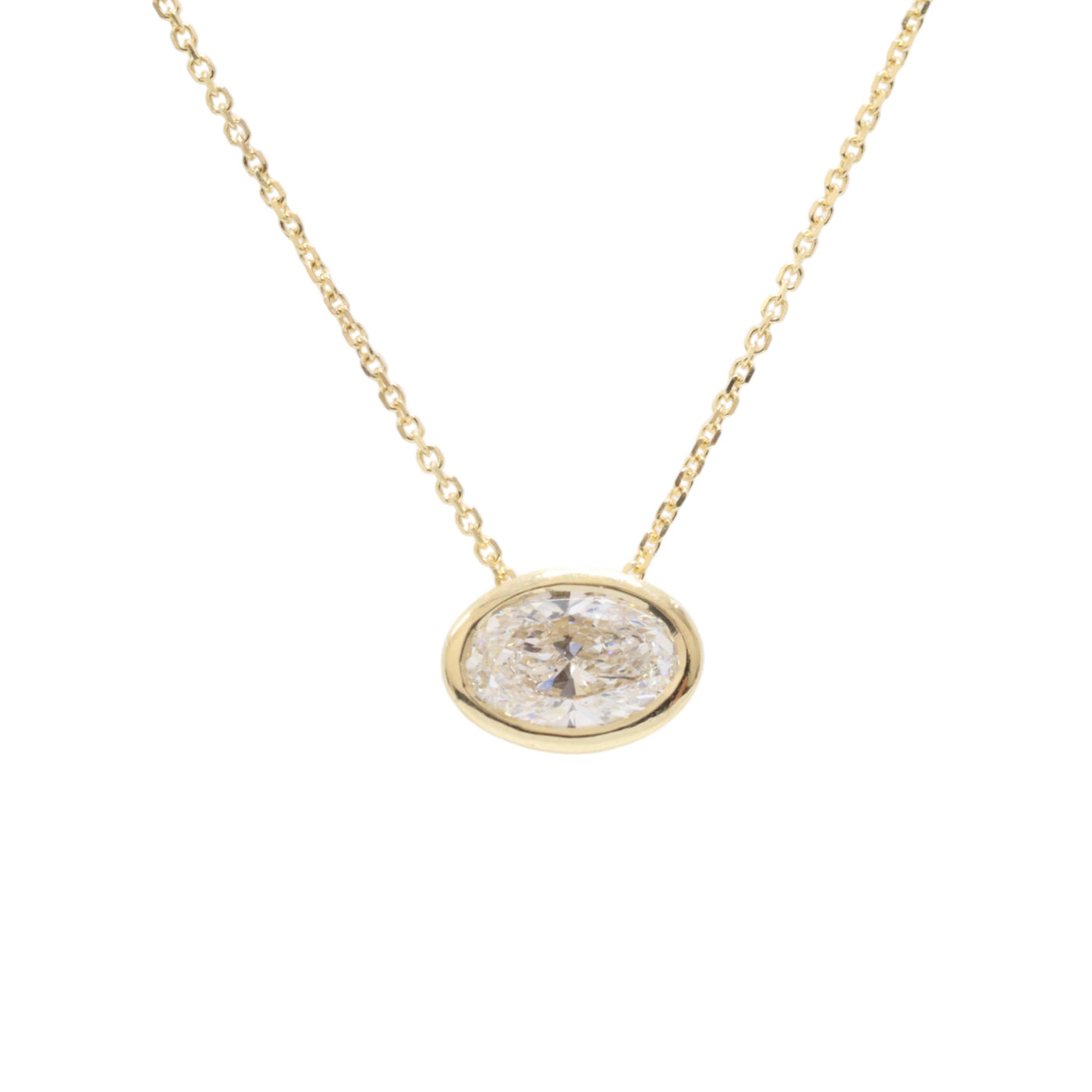 Bezel Set Oval Diamond Pendant