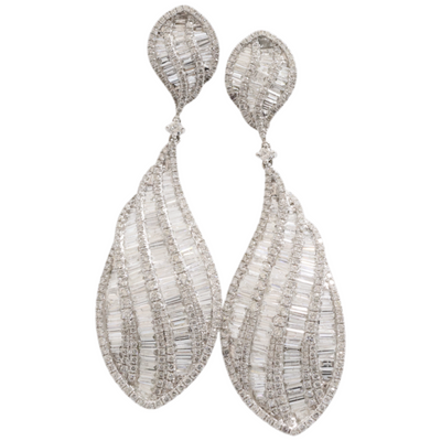 white gold drop pierced earrings