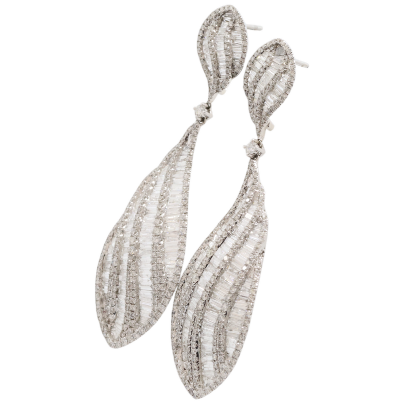 white gold drop pierced earrings