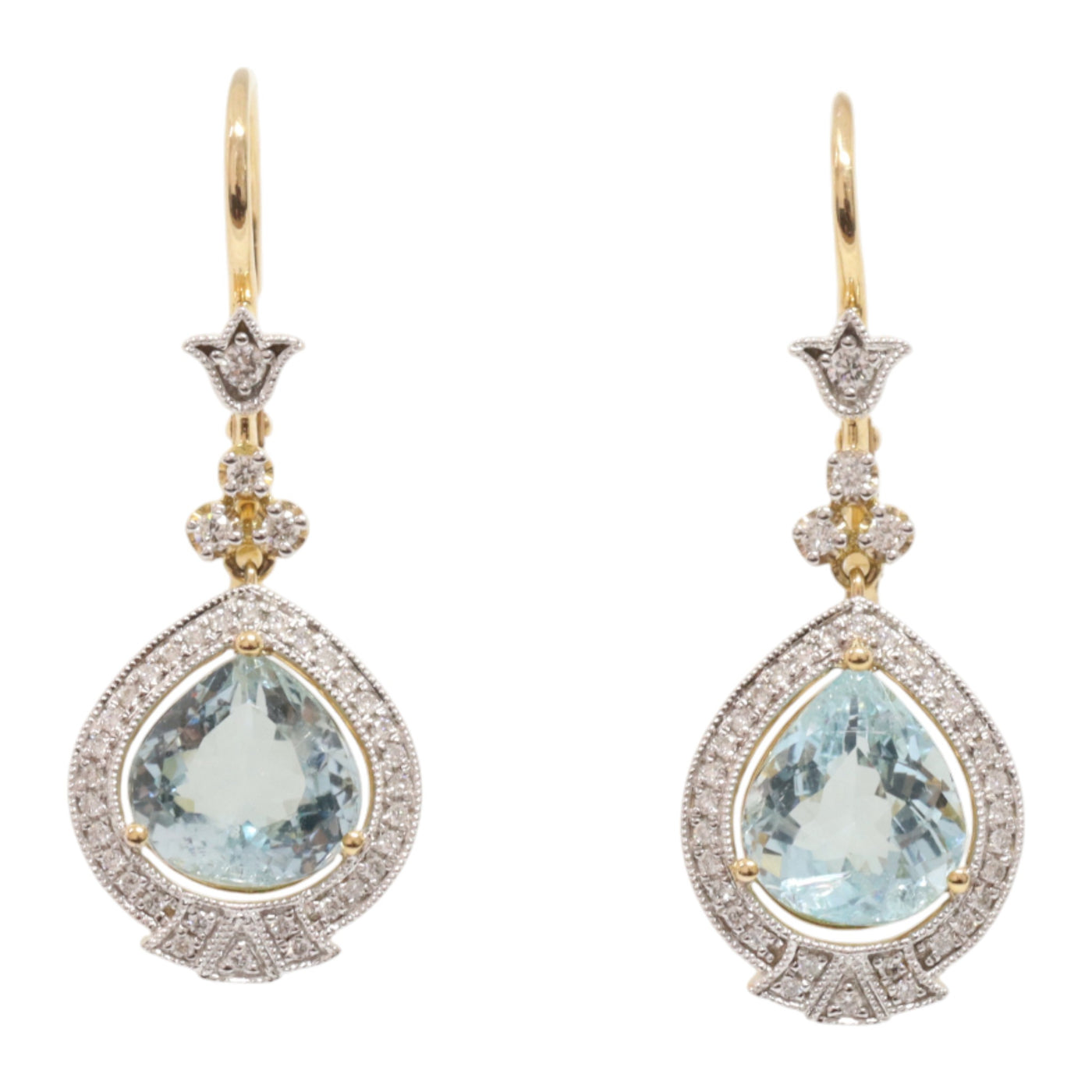 Aquamarine and diamond earrings
