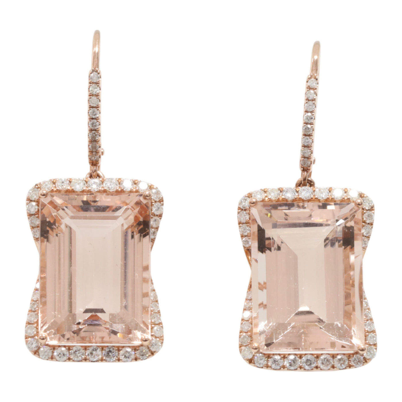 Morganite and diamond drop earrings