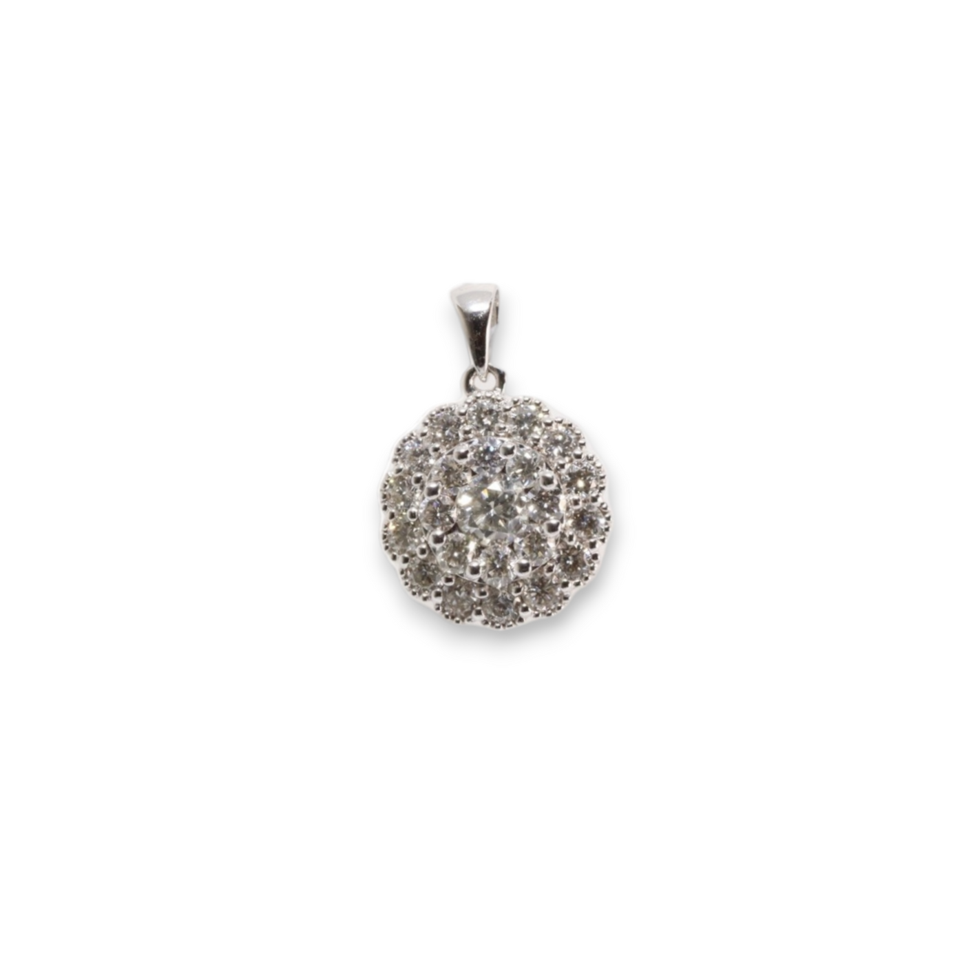 18CT WHITE GOLD DIAMOND PENDANT AND NECKLACE