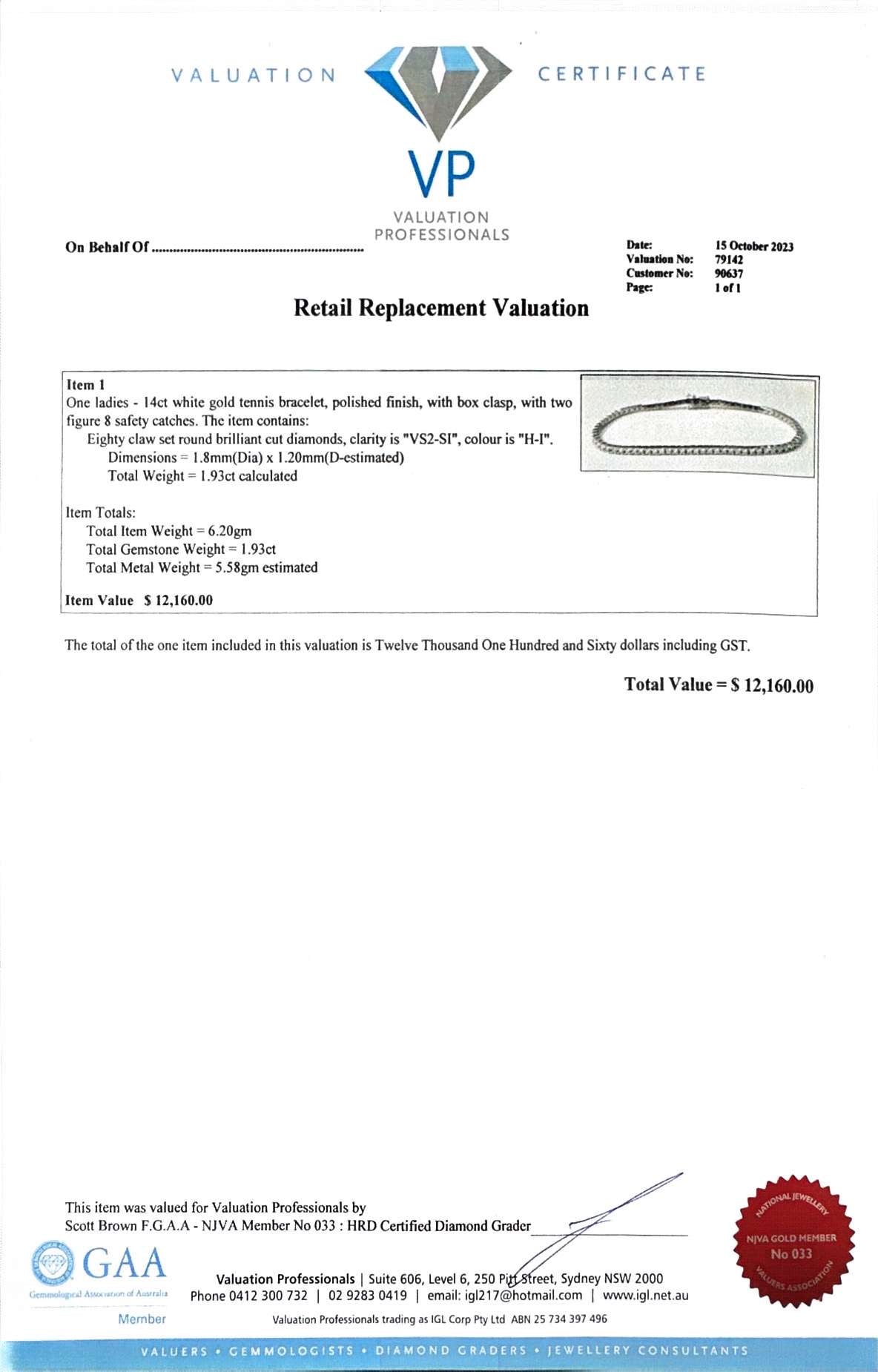 1.93CT WG DIAMOND TENNIS BRACELET