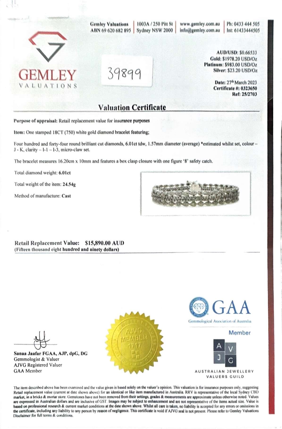 6.01CT DIAMOND TENNIS BRACELET