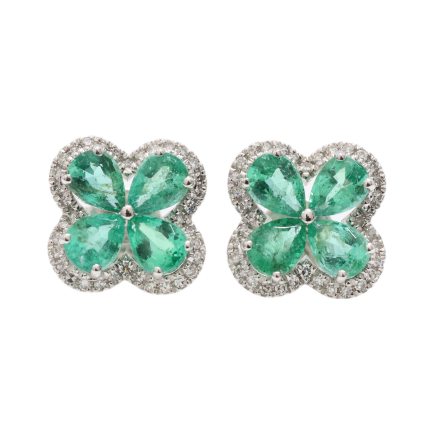 4 Leaf Emerald and Diamond Earrings