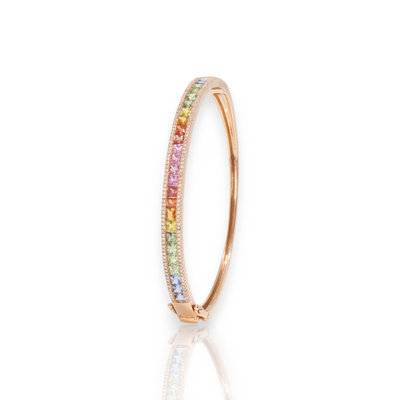 Rainbow Sapphire and Diamond Bangle