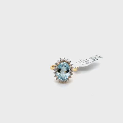 Aquamarine and Diamonds in 14ct Yellow Gold