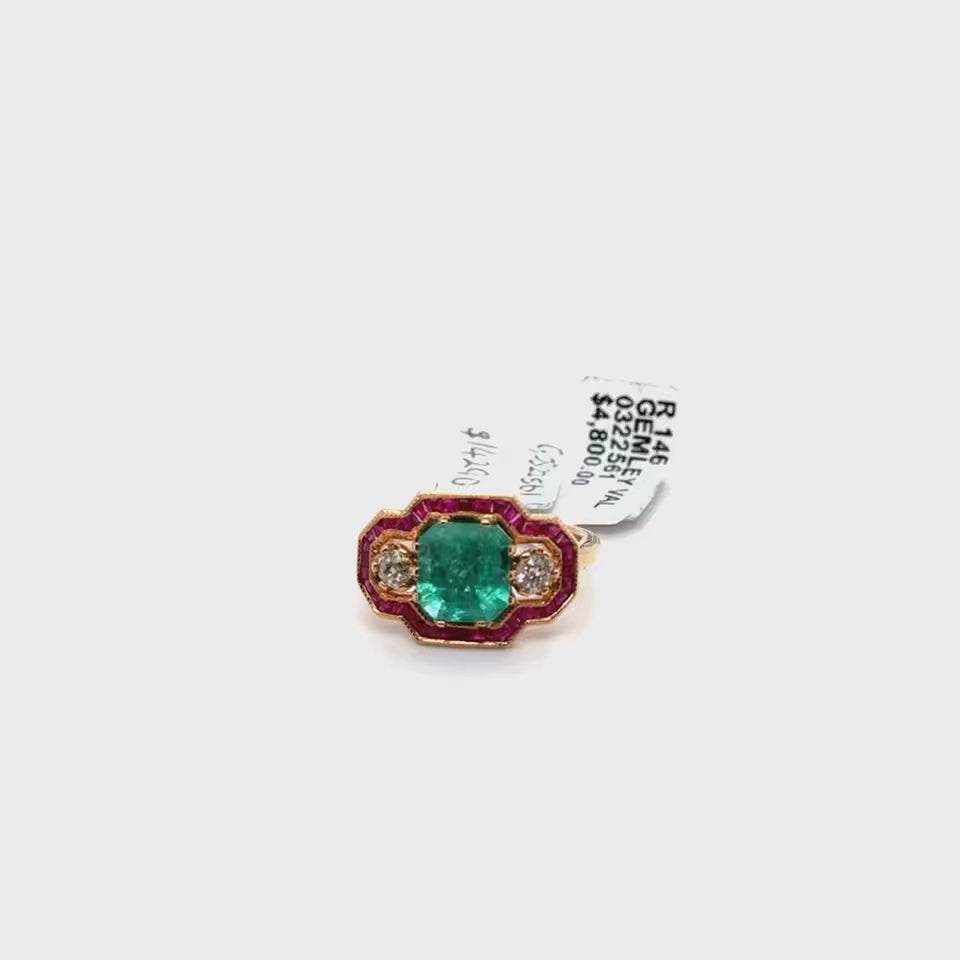 Colombian Emerald , Ruby and Diamond Ring