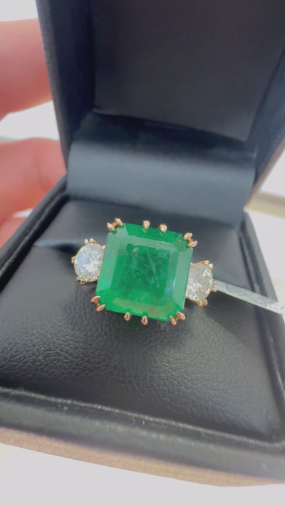 TRILOGY EMERALD AND DIAMOND RING