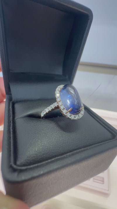 CEYLON SAPPHIRE AND DIAMOND RING