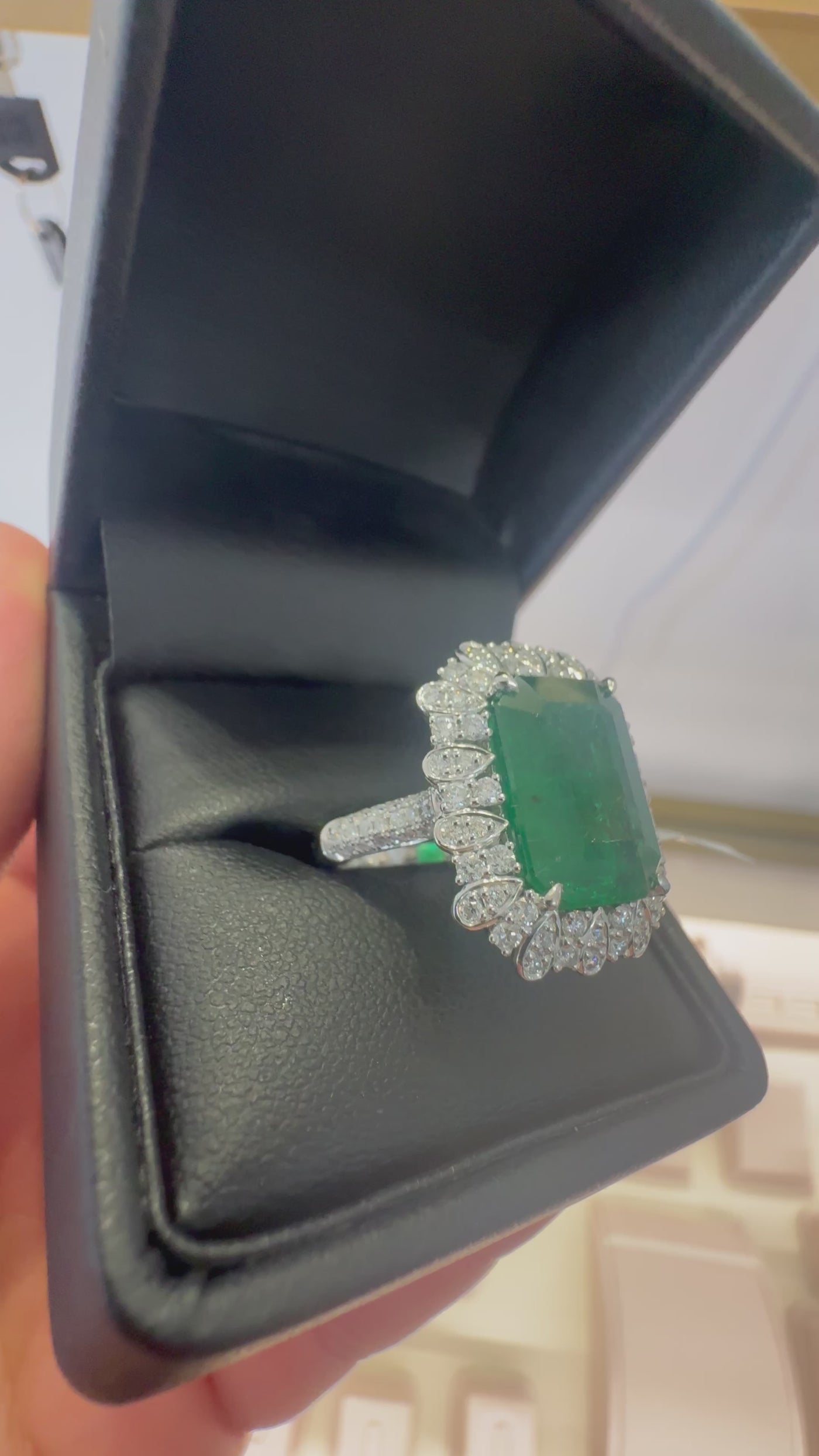 Zambian emerald and diamond ring