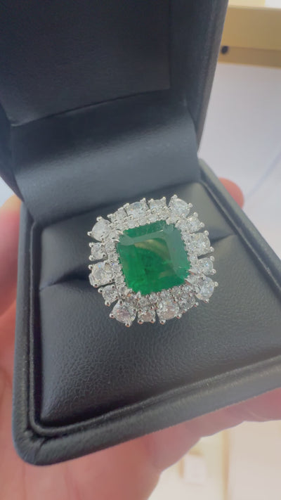 Zambian emerald and diamond ring