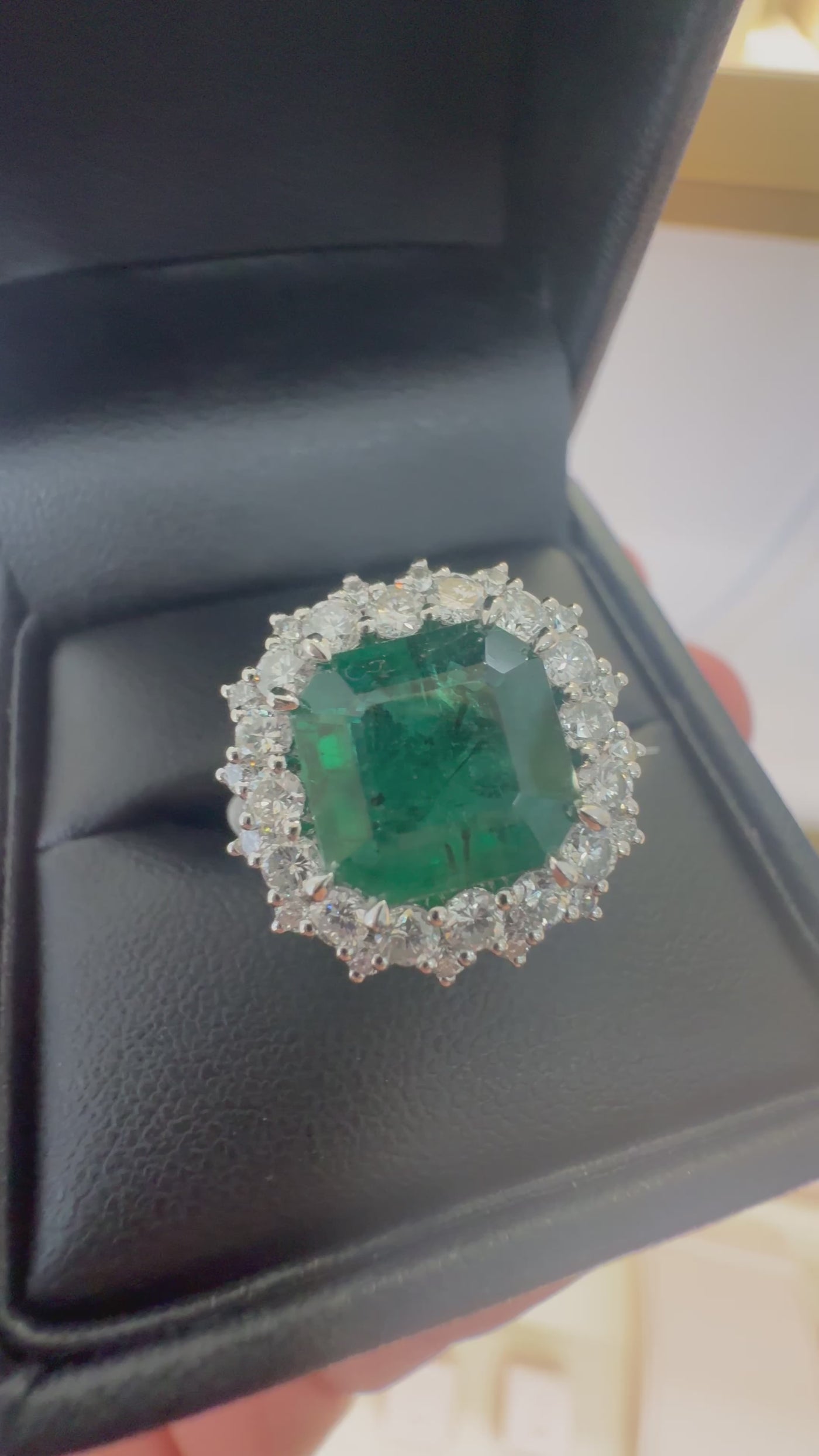 Zambian Emerald and diamond ring