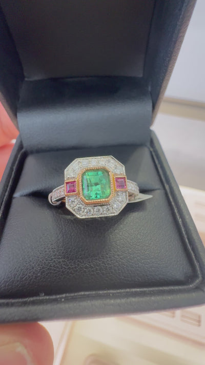 COLOMBIAN EMERALD AND RUBY RING