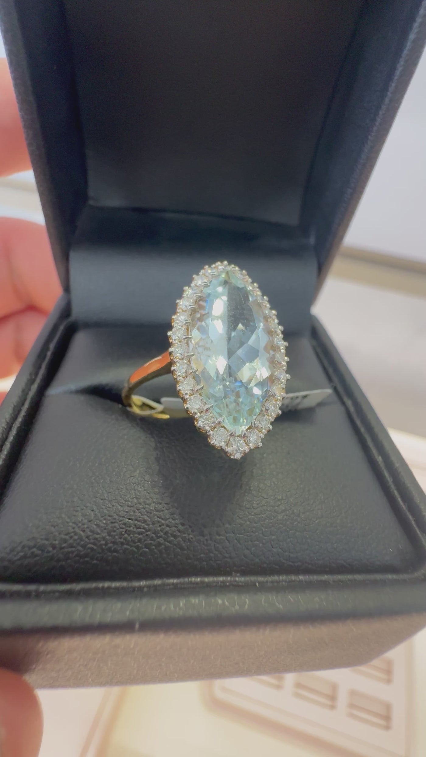 AQUAMARINE AMD DIAMOND DRESS RING